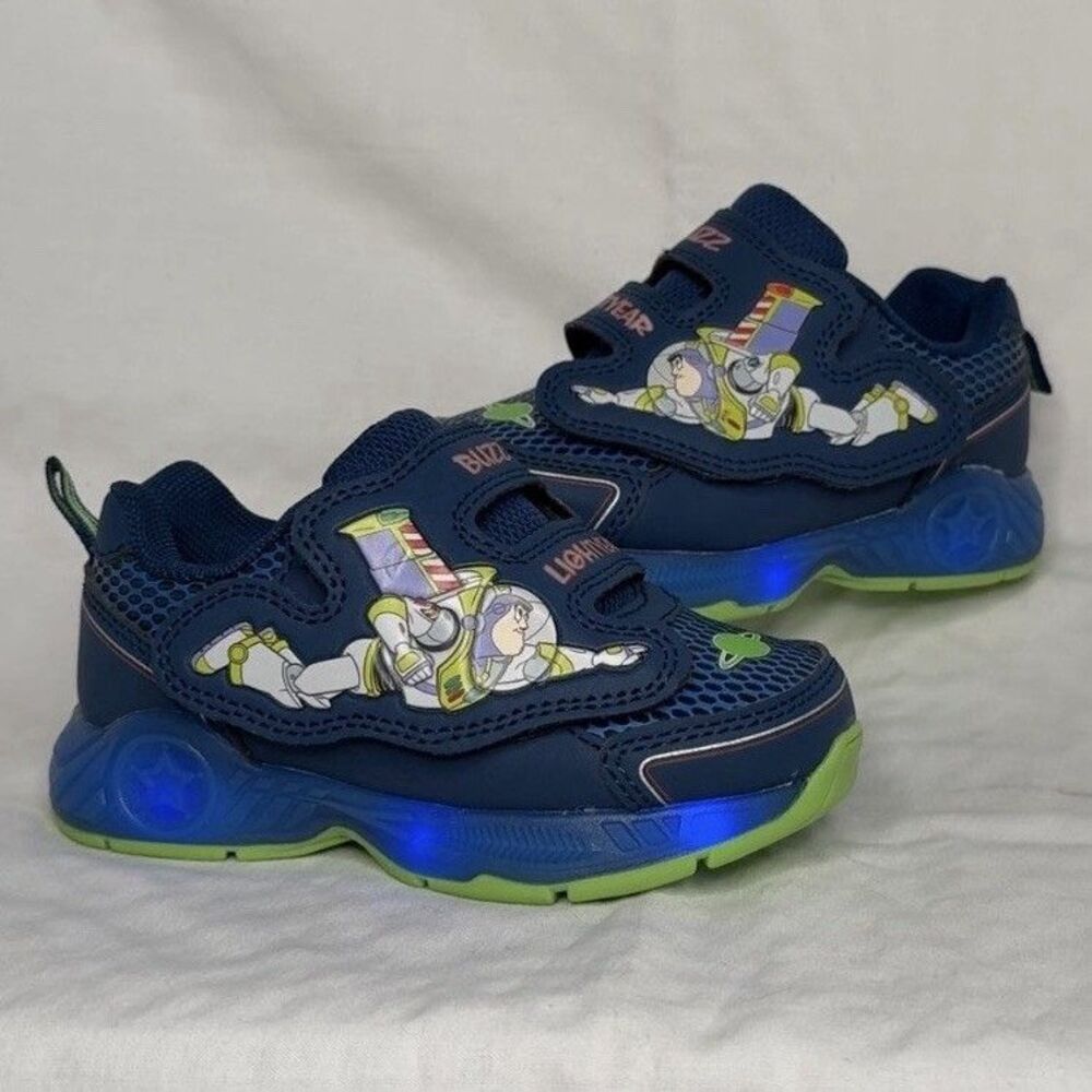 Disney Toy Story Buzz Lightyear Toddler Light-Up Sneakers Size 8 Blue Boys Shoes